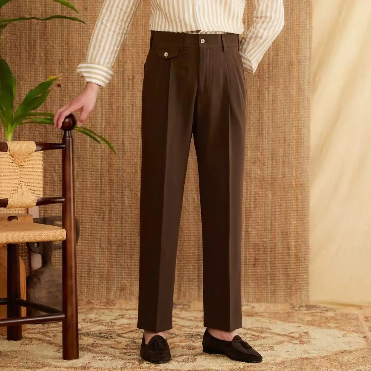 Livorno Double Pleated Belt Loop Pants BRABION