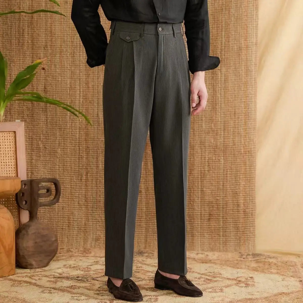 Livorno Double Pleated Belt Loop Pants BRABION