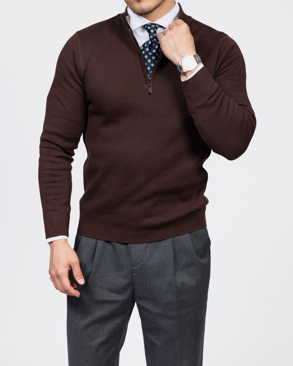 Como Strickpullover mit Viertelreißverschluss
