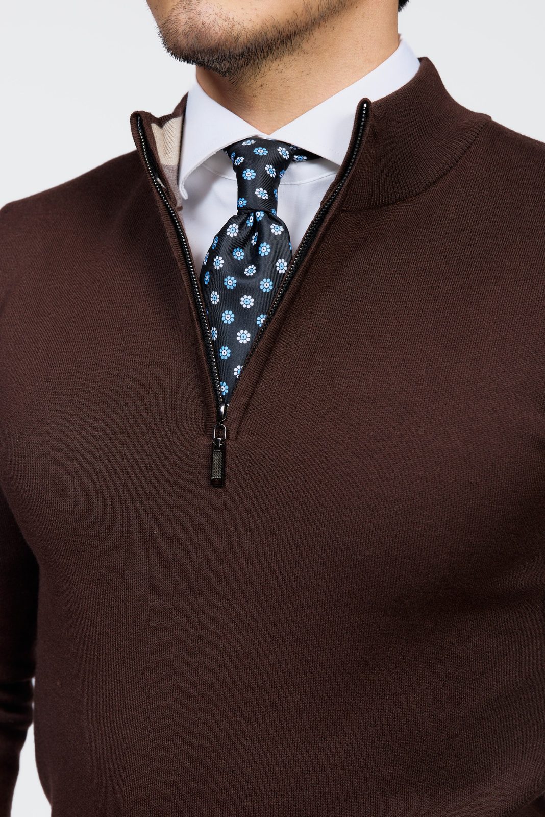 Como Strickpullover mit Viertelreißverschluss