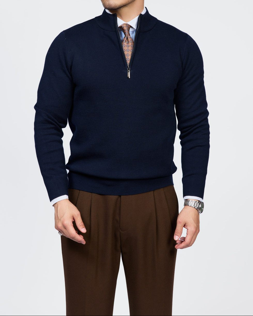 Como Strickpullover mit Viertelreißverschluss
