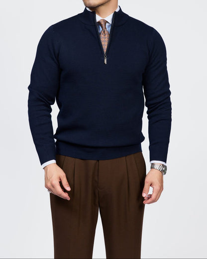 Como Strickpullover mit Viertelreißverschluss