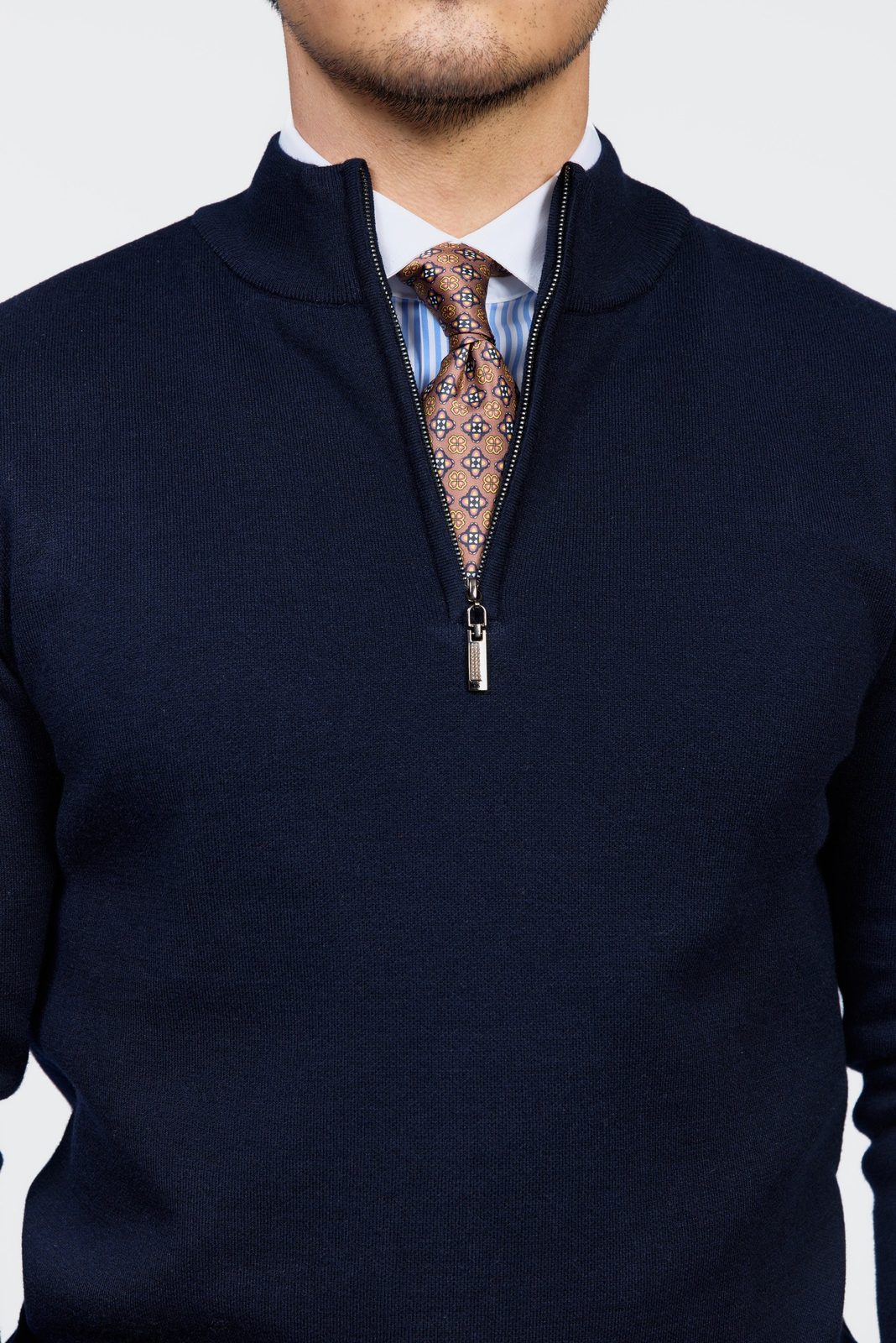 Como Strickpullover mit Viertelreißverschluss