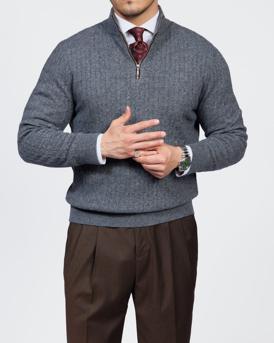 Men's Amalfi Half-Zip Wool Knit Sweater