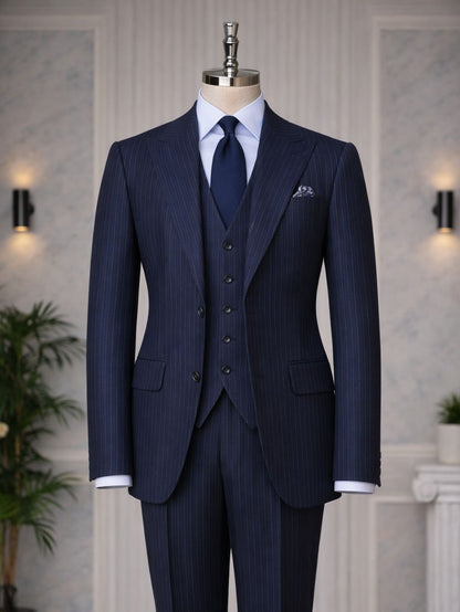 Navy Double-Sided Vest Suit 3-Piece VIOSSI