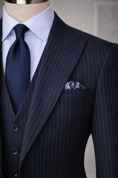 Navy Double-Sided Vest Suit 3-Piece VIOSSI