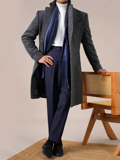 Mens Wool Mid-Length Chester Coat - BRABION
