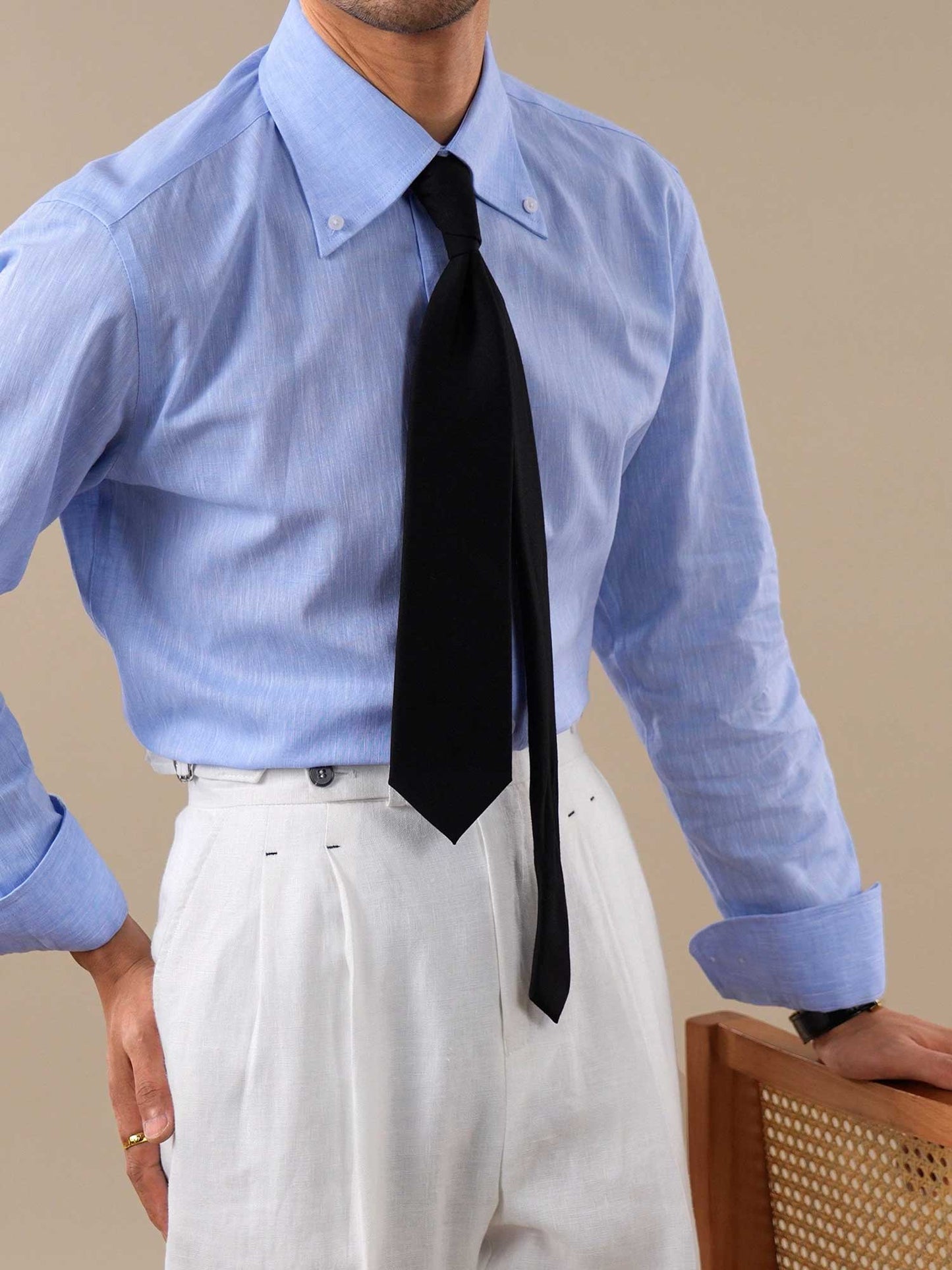 Men’s Summer Linen Button-Down Point Collar Shirt BRABION