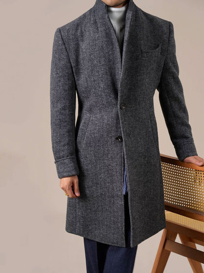 Mens Wool Mid-Length Chester Coat - BRABION