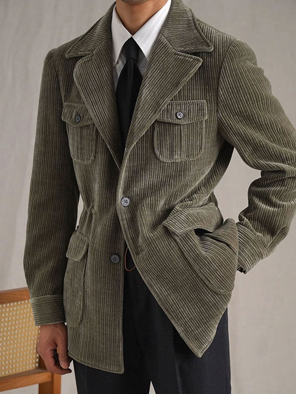 Men's Italian Retro Chenille Fleece Hunting Jacket - BRABION