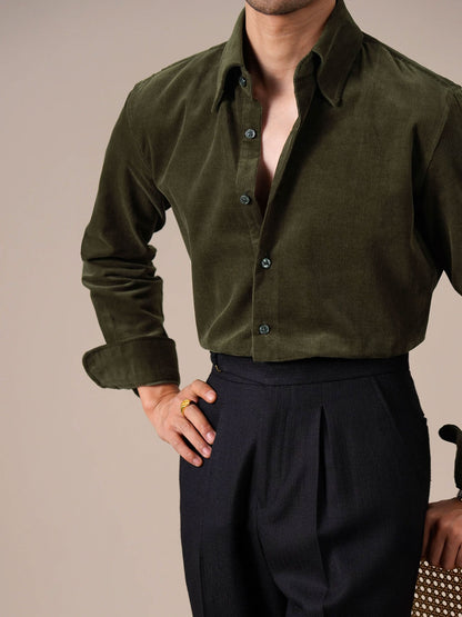 Men’s Italian-Style Corduroy Shirt—Warm Button-Down