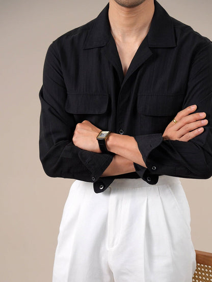 Men’s Lyocell Cuban Collar Long Sleeve Shirt BRABION