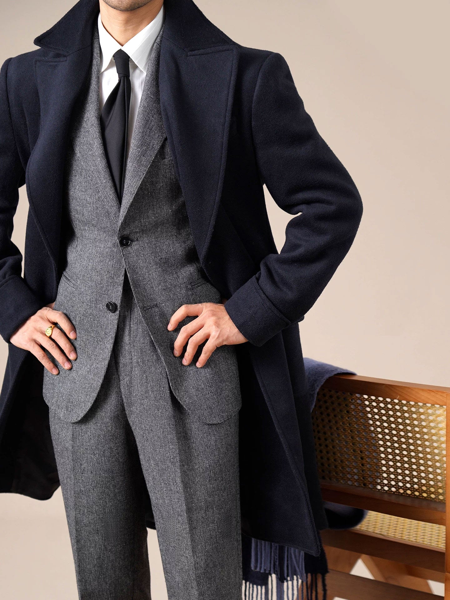 Men’s Double-Breasted Wool Ulster Collar Coat - BRABION