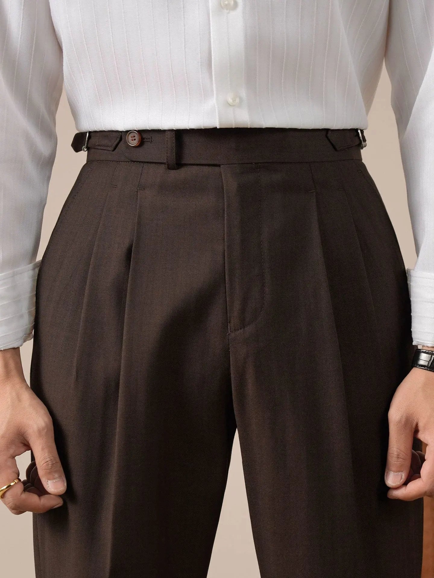 Italian Neapolitan High-Waisted Double-Pleat Men's Trousers - BRABION
