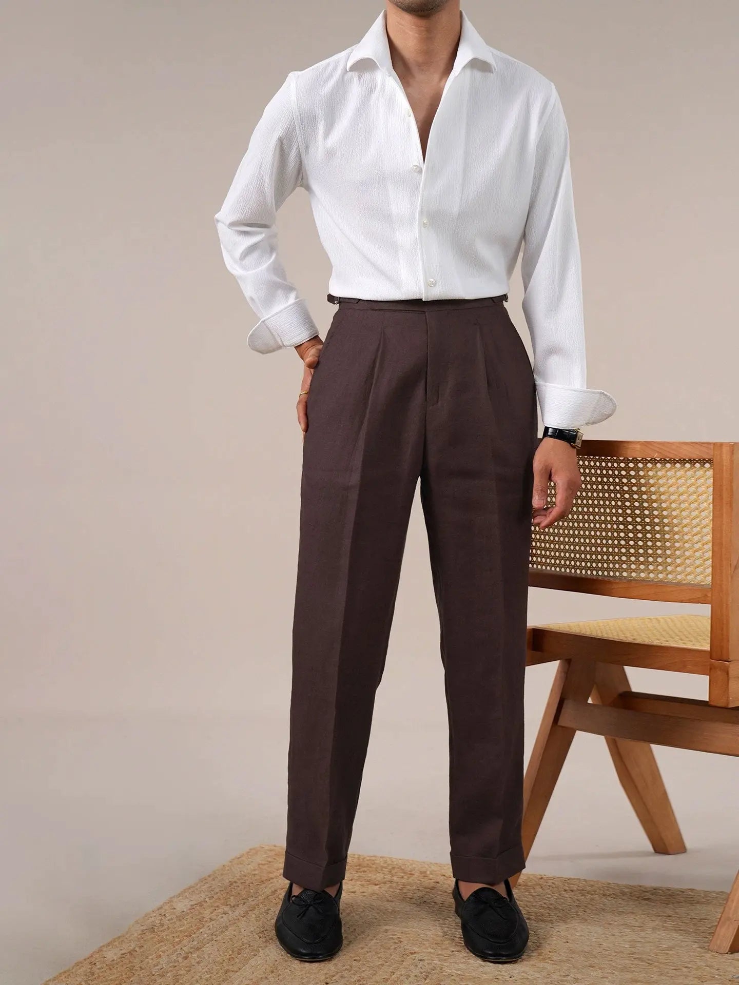 Men's Linen Single-Pleat Dress Pants for Comfort – BRABION