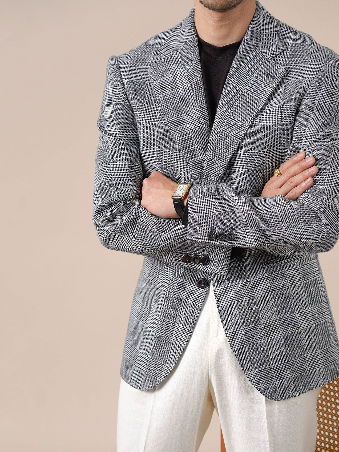 Prince Check Mens Breathable Suit Blazer - BRABION