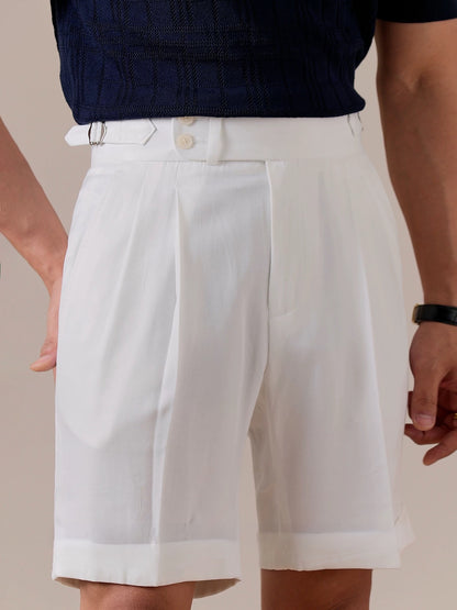 High-Waisted Double-Pleat Non-Iron Summer Suit Shorts for Men