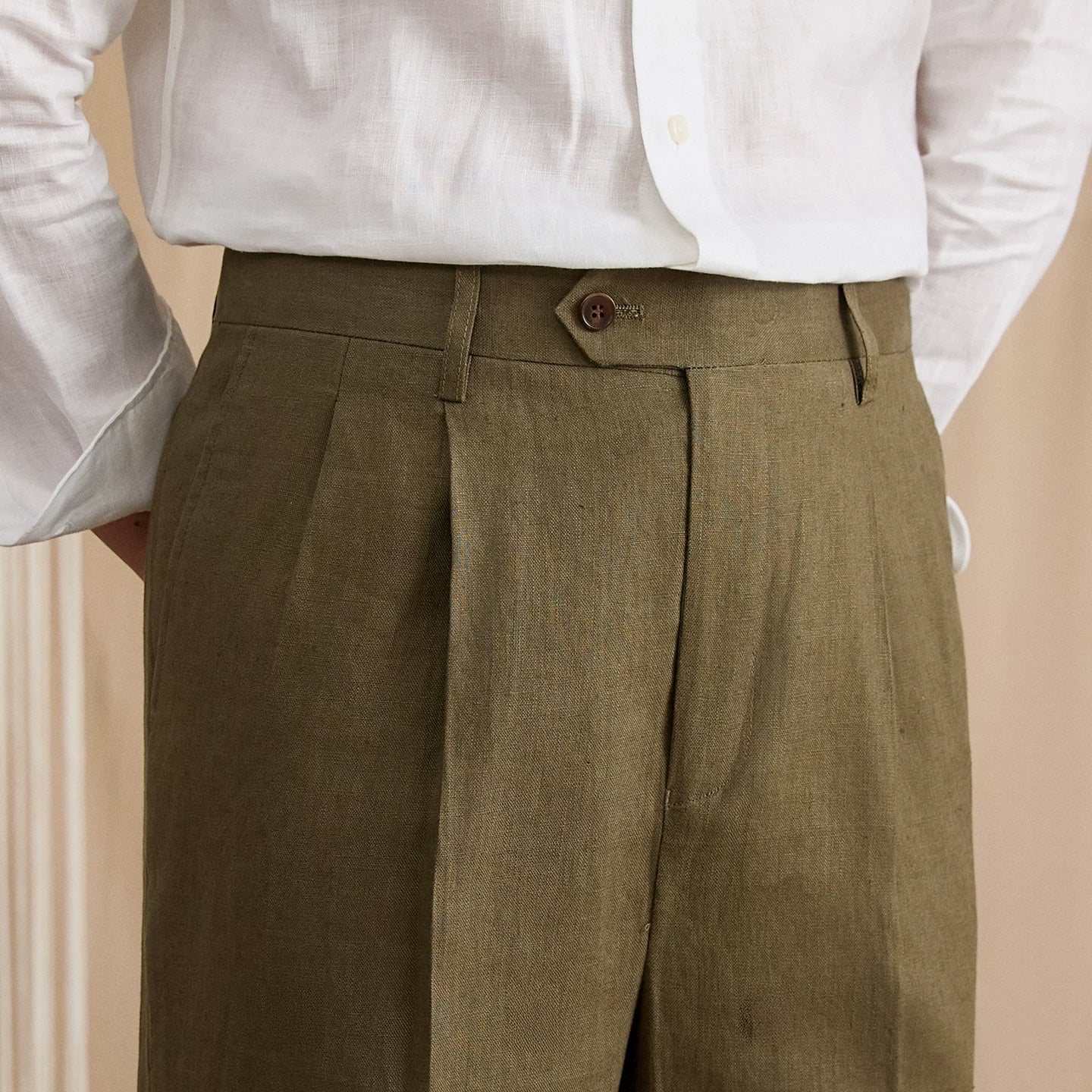 Men's Summer Breathable Pure Linen High-Waisted Trousers