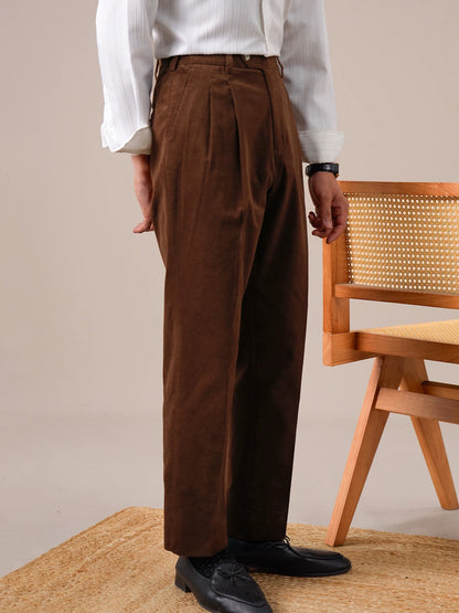 Verona Double-Pleated Men's Corduroy Trousers