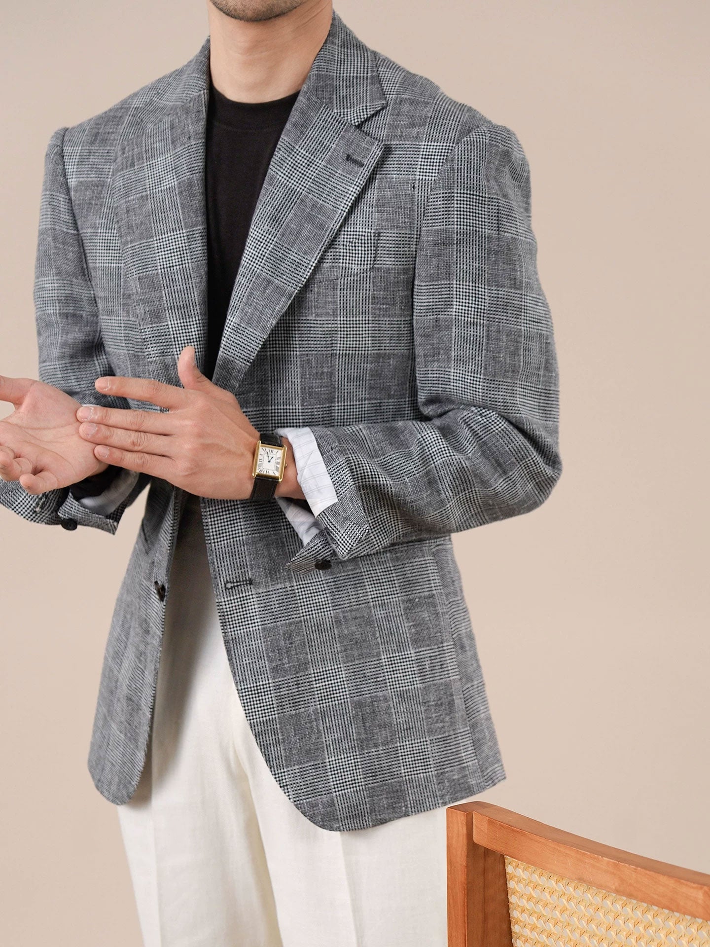 Prince Check Mens Breathable Suit Blazer - BRABION