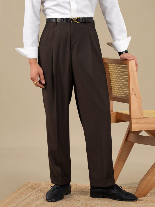 Men's High Waisted Pleated Hollywood Trousers
