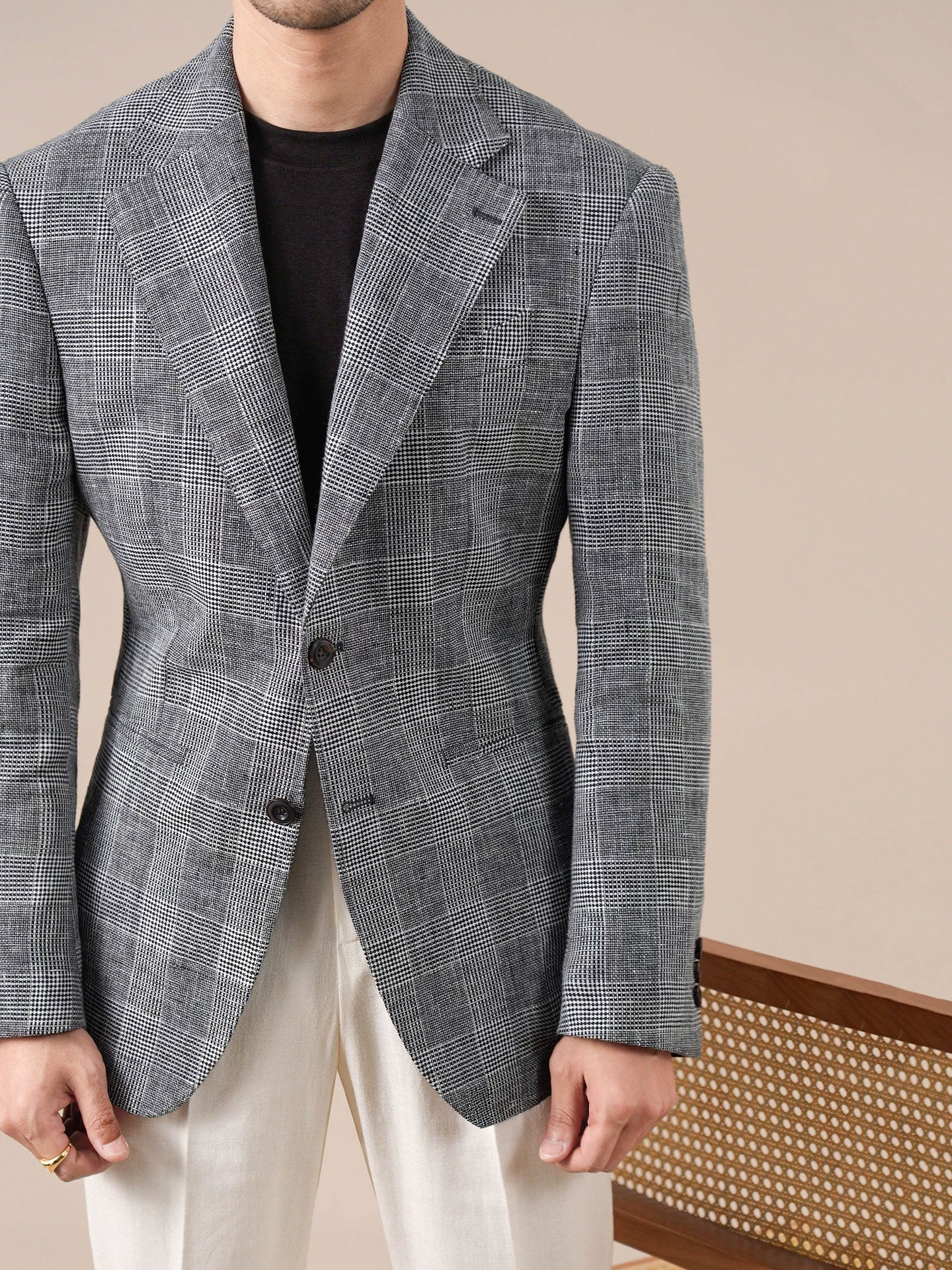 Prince Check Mens Breathable Suit Blazer - BRABION