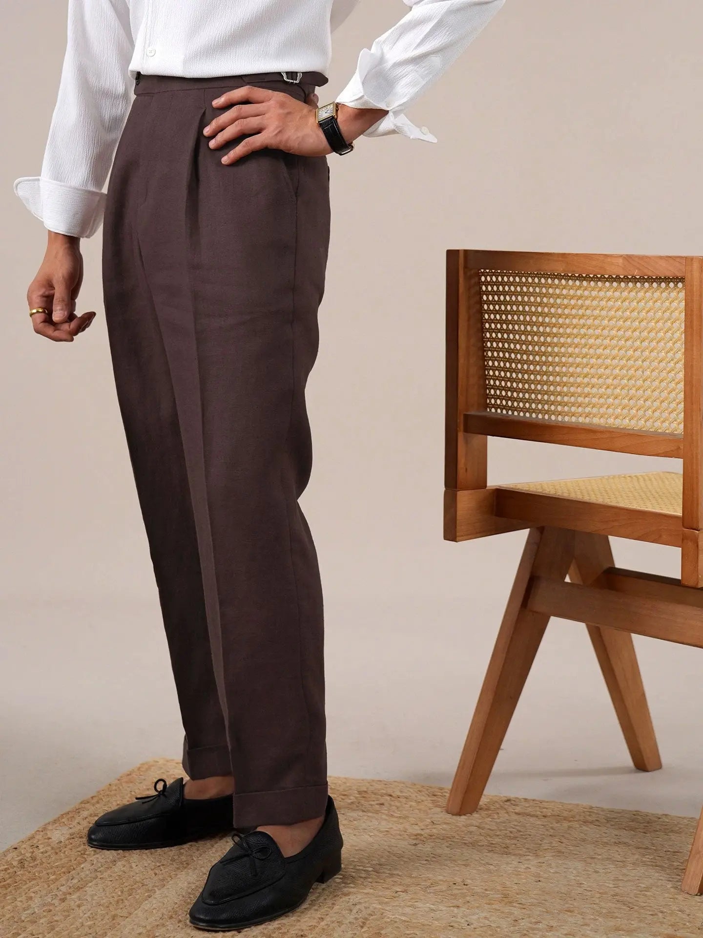 Men's Linen Single-Pleat Dress Pants for Comfort – BRABION