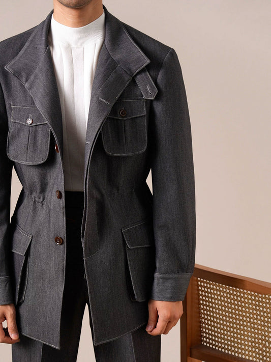 Men's Retro Vintage Denim Hunting Jacket