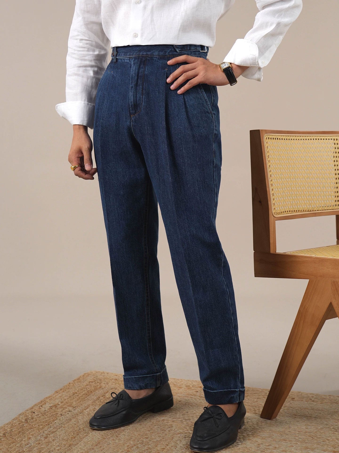 Men's Vintage High-Waist Straight-Leg Jeans - BRABION