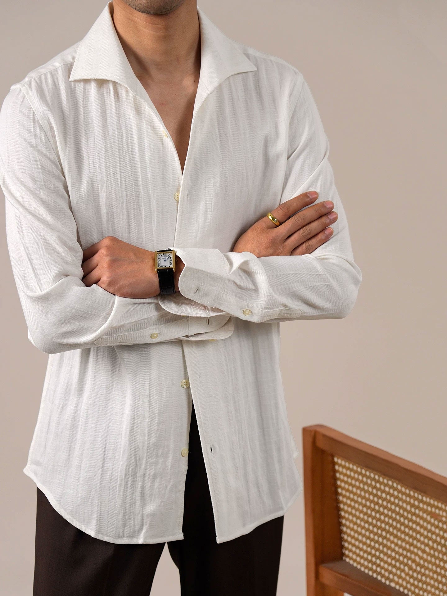 Men’s Tencel Spread Collar Long Sleeve Shirt BRABION