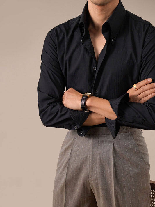 Men's Dress Shirt Bold Pointed Collar Button-Down - BRABION