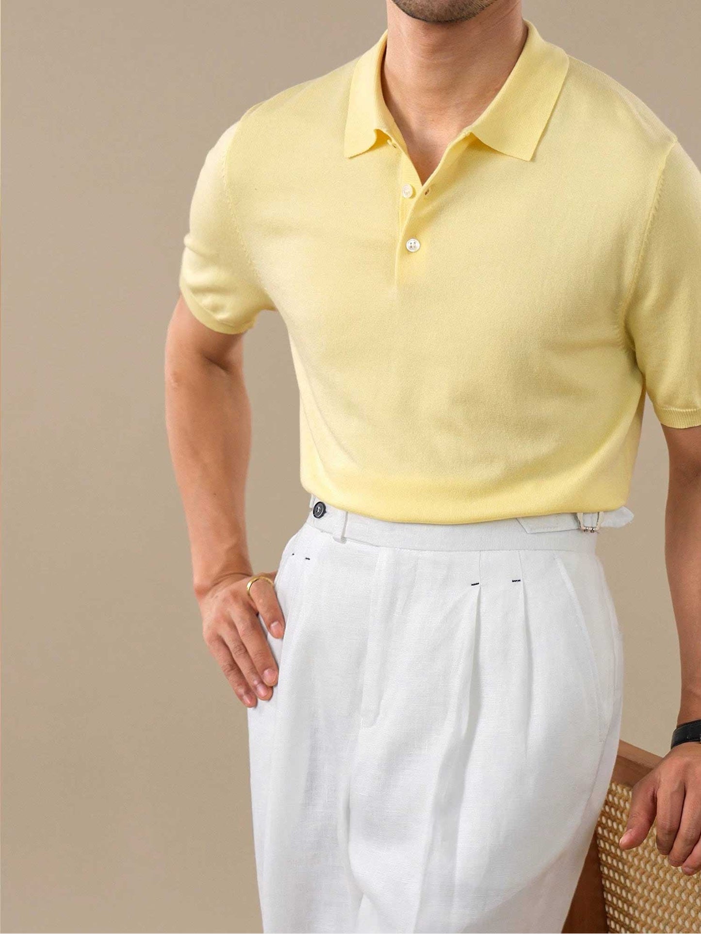 Men’s Italian-Style Lenzing Lyocell Knit Polo Shirt BRABION