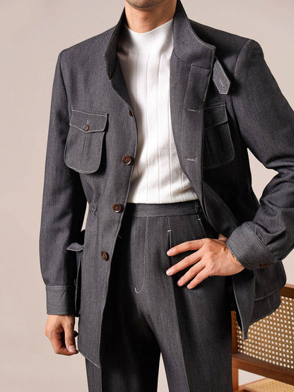 Men's Retro Vintage Denim Hunting Jacket - BRABION