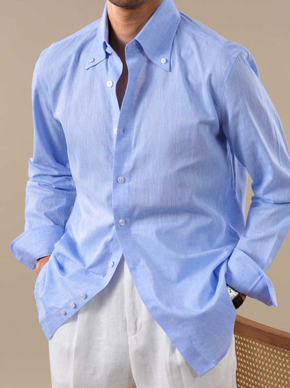 Men’s Summer Linen Button-Down Point Collar Shirt BRABION