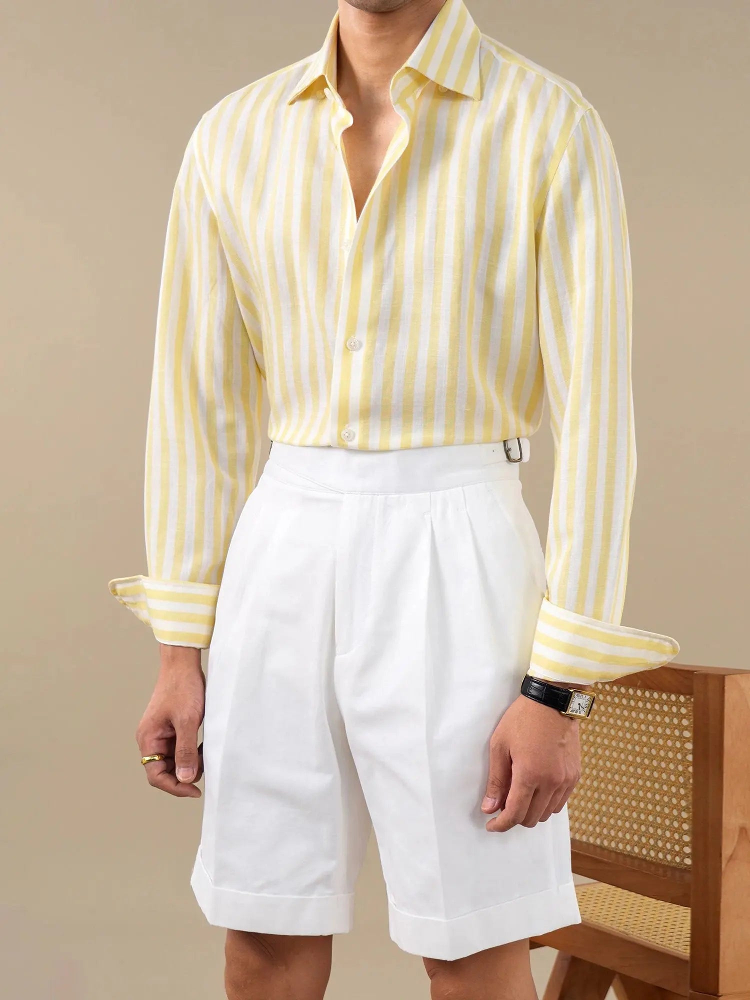 Italian Gurkha Short Men's Double-Pleat Cotton Shorts – BRABION