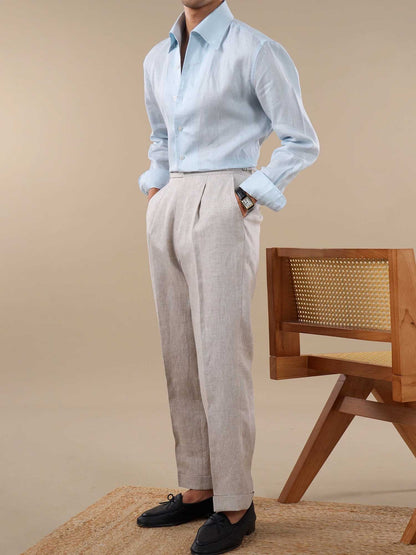 Men's Italian One-Piece Collar Linen Breathable Dress Shirt BRABION