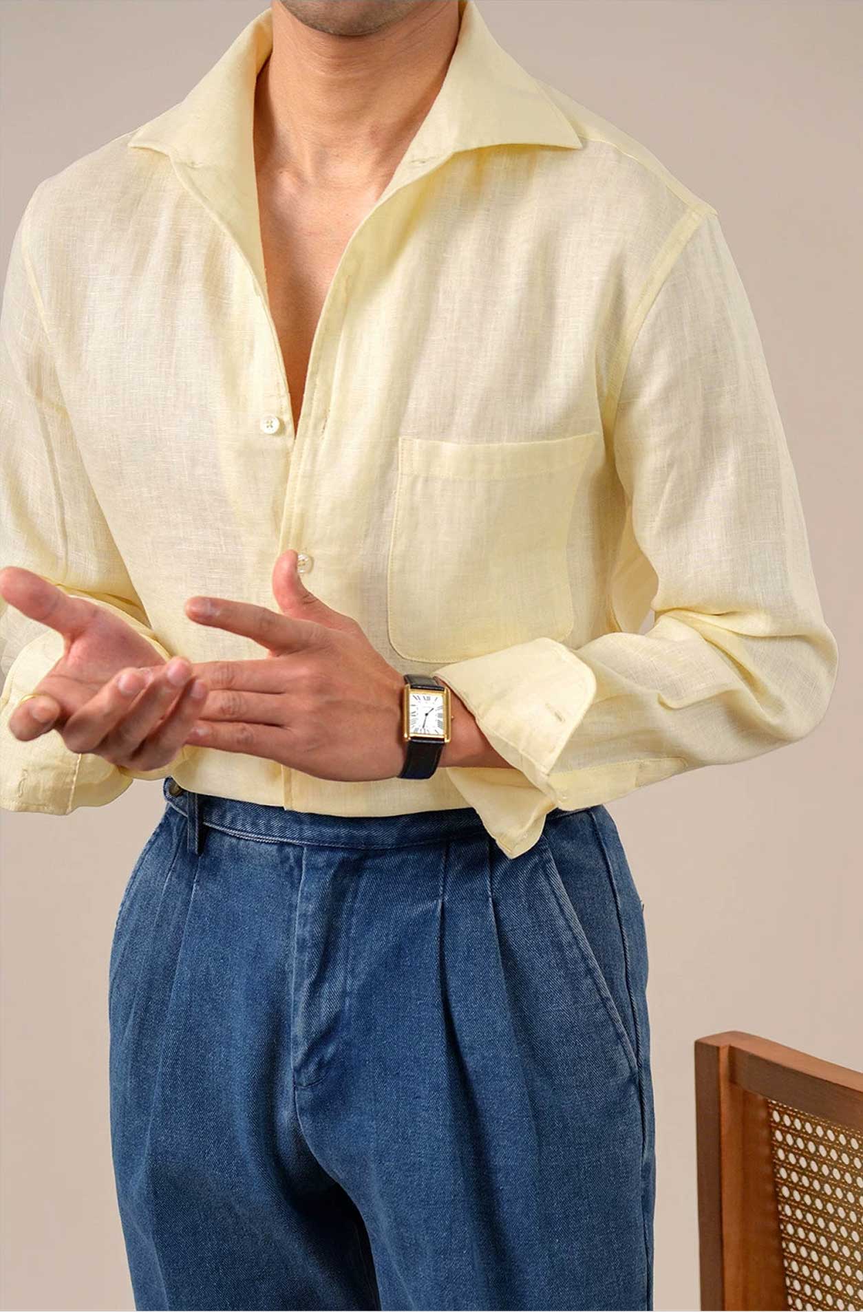 Men’s Long-Sleeve Linen Shirt BRABION