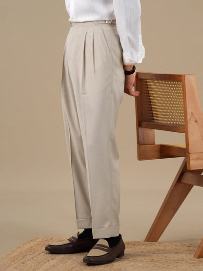 Verona Double Pleated Straight-Leg Trousers