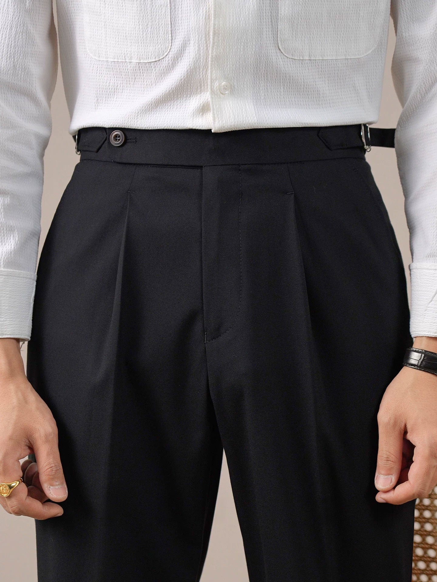 Men's Neapolitan Slim Fit Straight Leg Trousers - BRABION