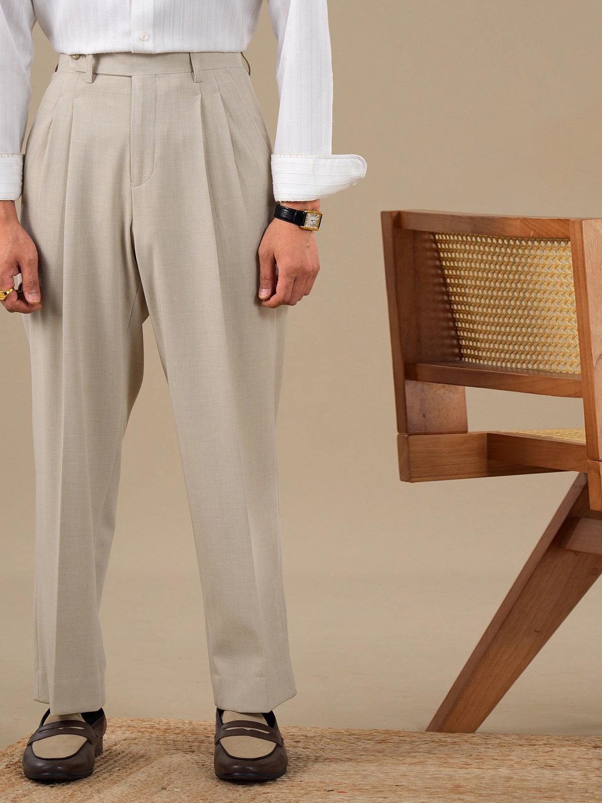 Verona Double Pleated Straight-Leg Trousers