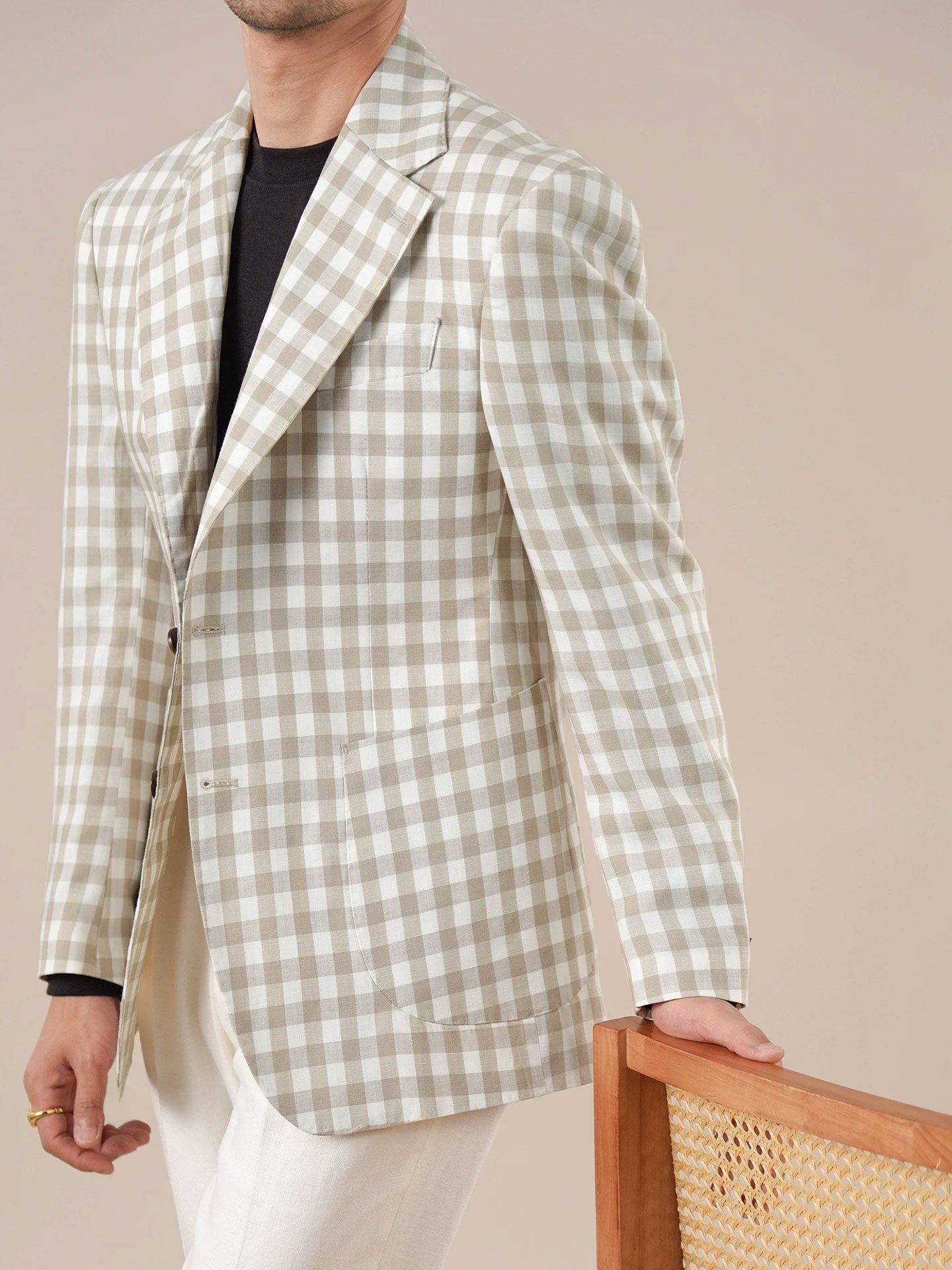 Mens Lyocell Linen Half-Lined Suit Jacket - BRABION