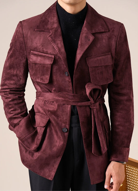 Men's Slim Fit Suede Hunting Retro Jacket