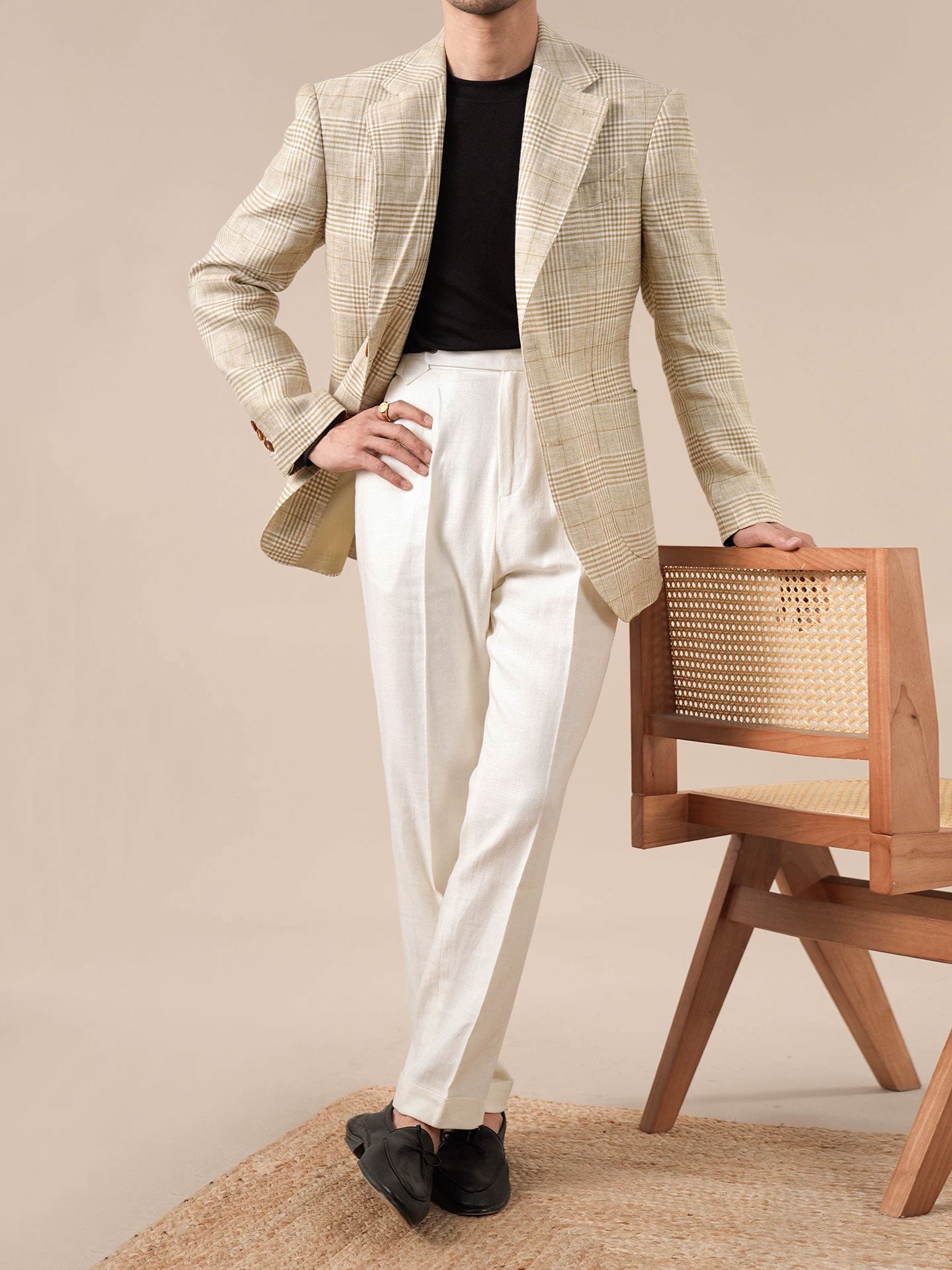 Italian-Style Half-Lined Men's Suit Jacket Notched Lapel - BRABION