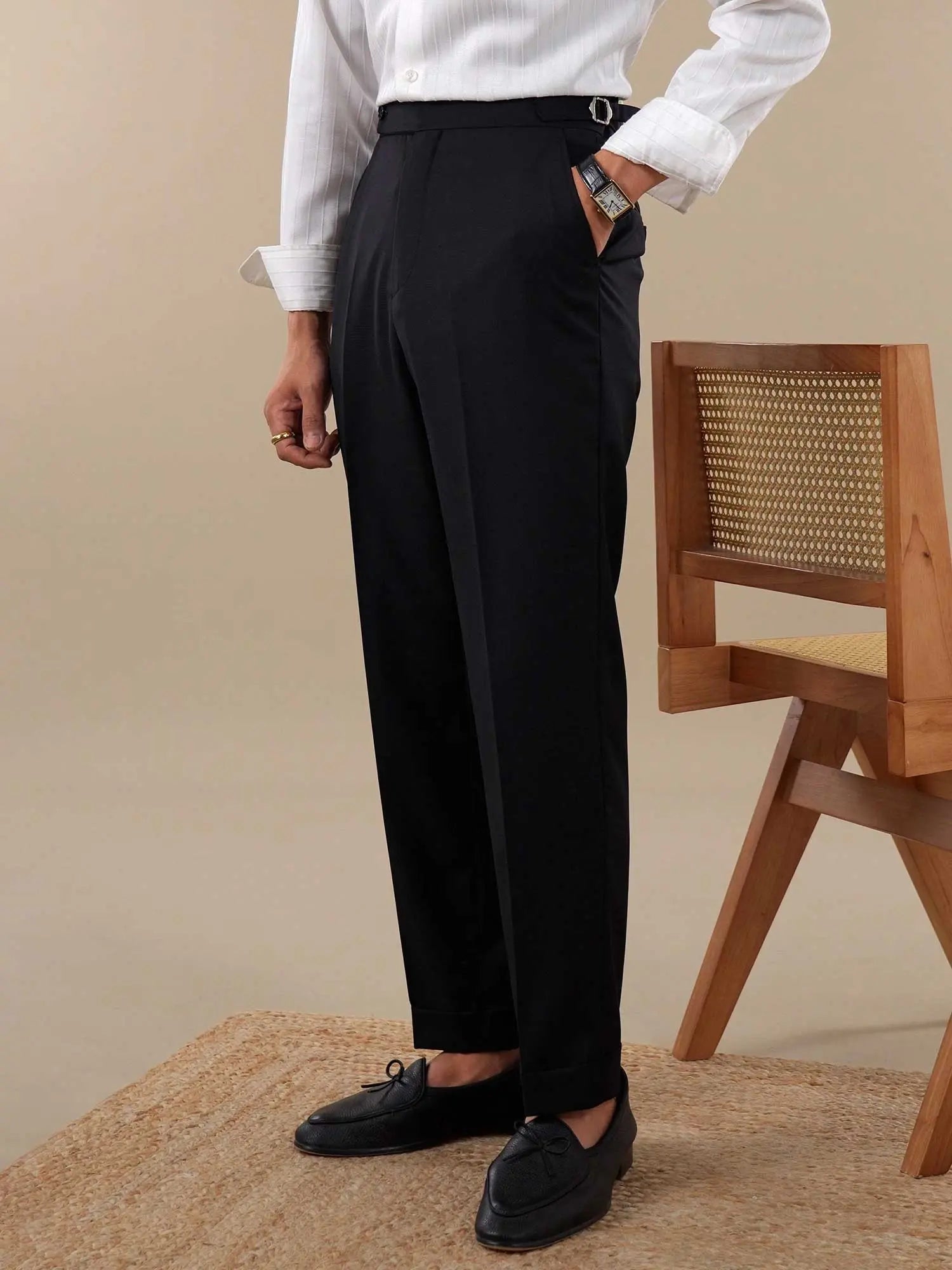 Merino Wool Dress Pants Men for Work Black / 32
