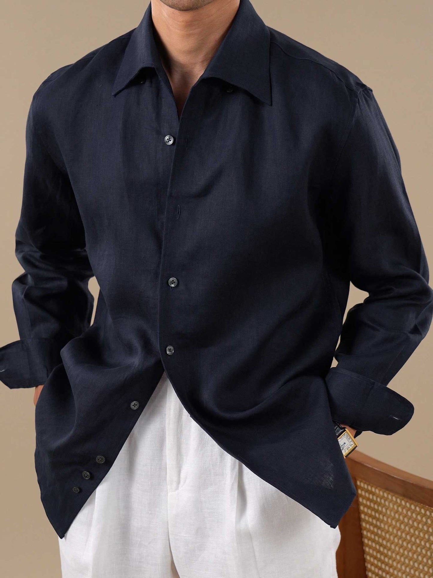 Men’s Summer Breathable Lightweight Linen Shirt BRABION