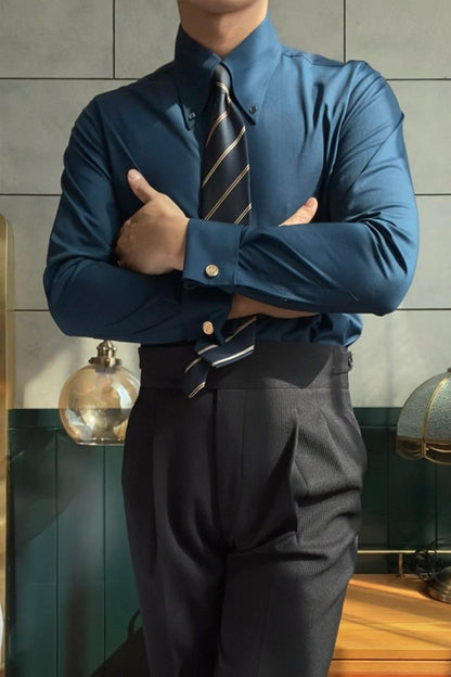 Point Collar Shirt with Cufflinks