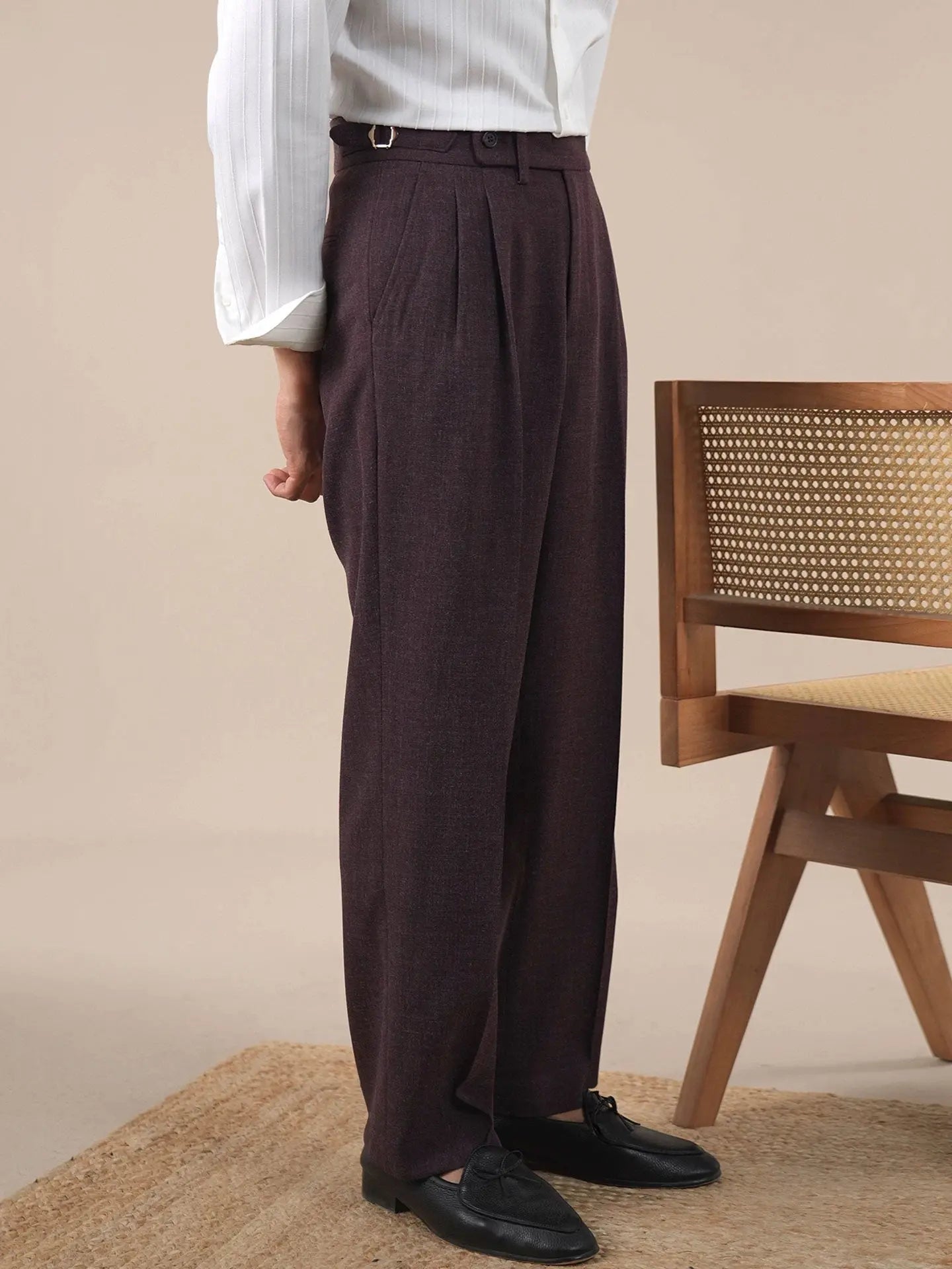 Men's Vintage Pleated Dress Trousers