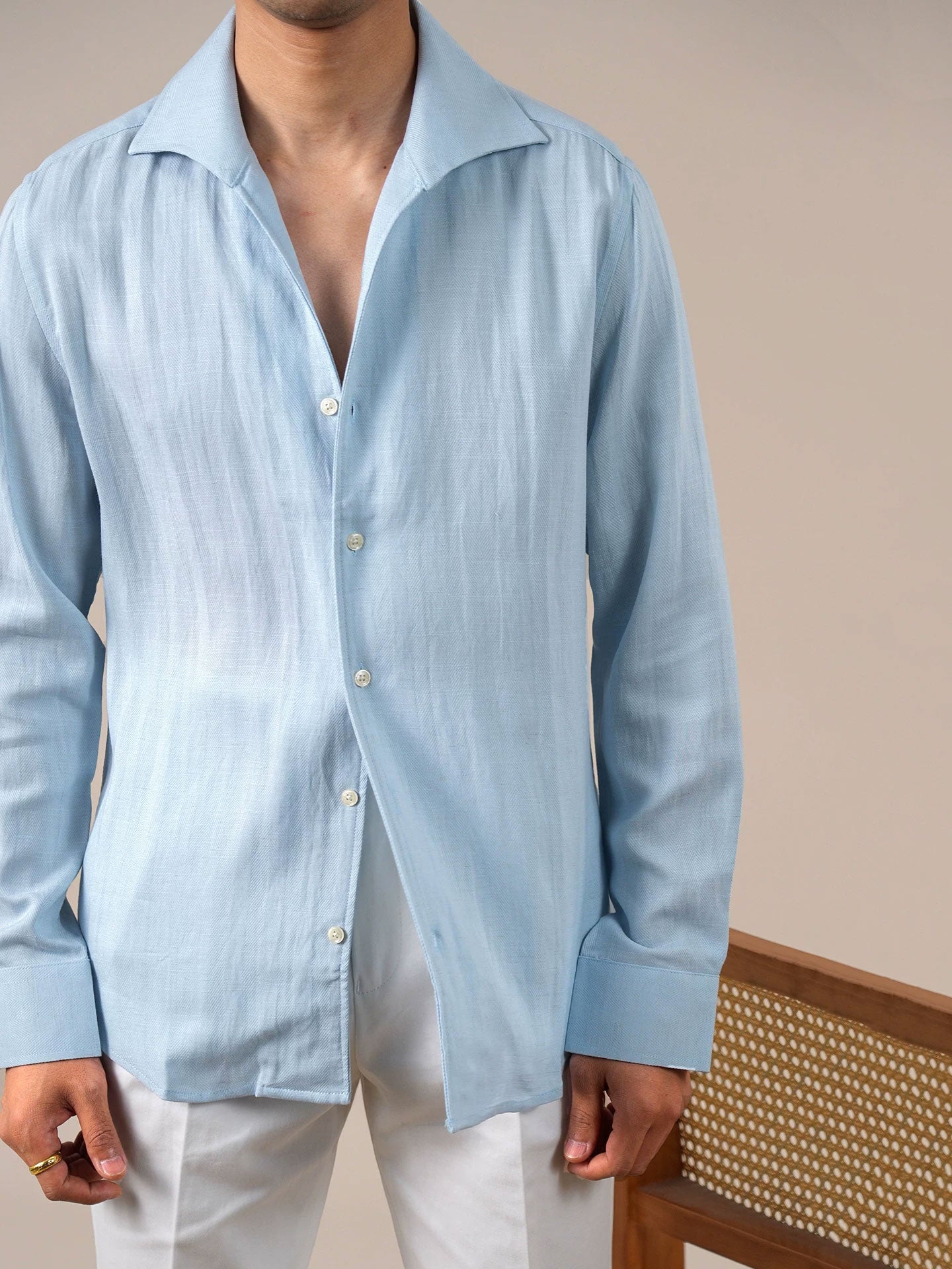 Men’s Tencel Spread Collar Long Sleeve Shirt BRABION