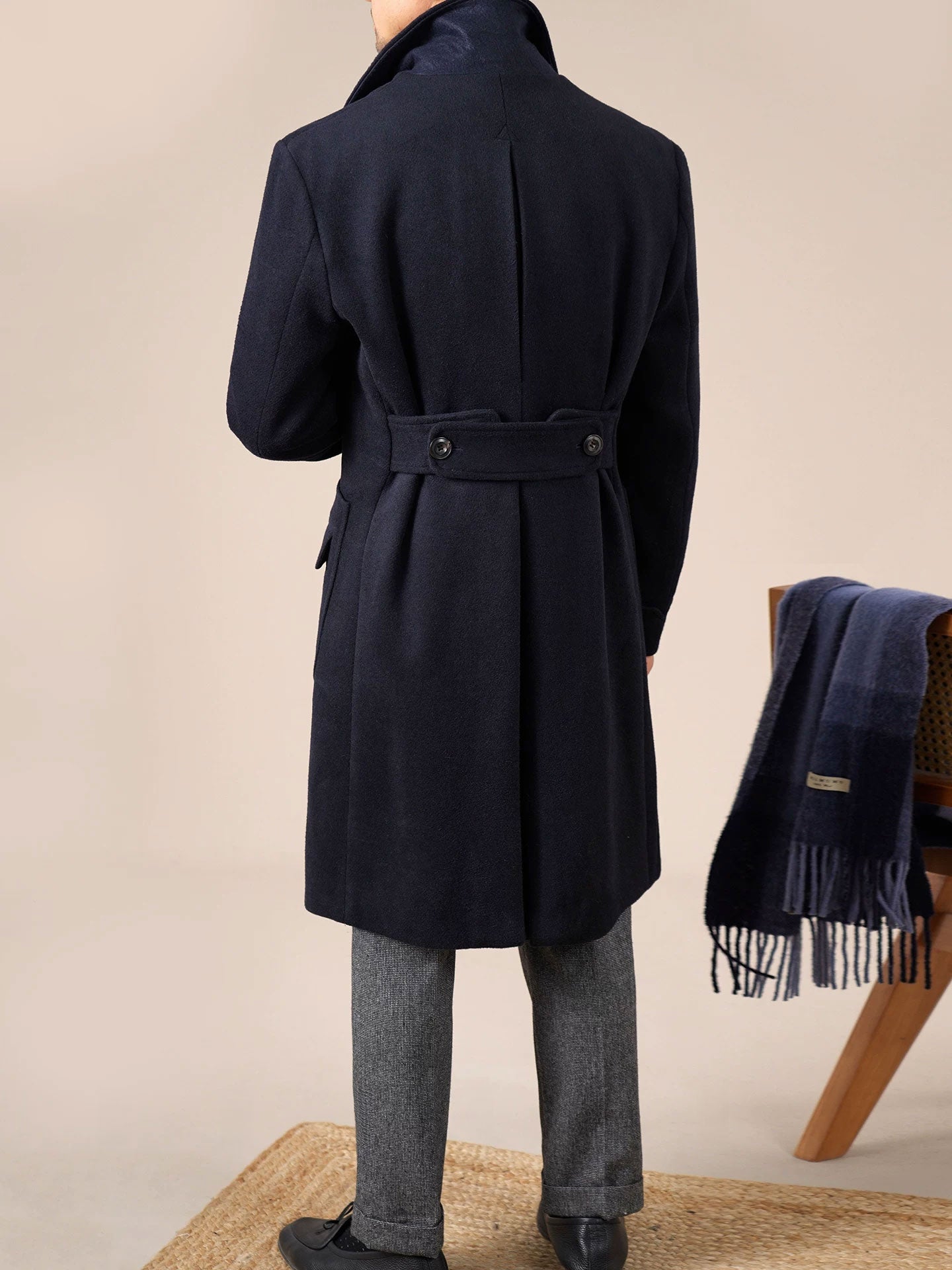 Men’s Double-Breasted Wool Ulster Collar Coat - BRABION