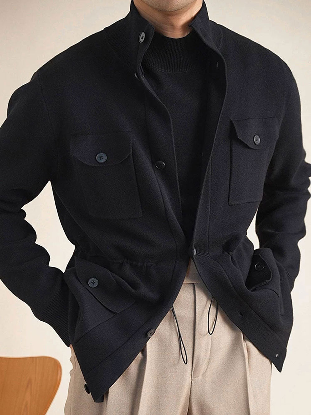 Men's Knit Hunting Stand Collar Jacket - BRABION